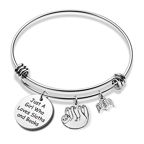 G-Ahora Funny Sloth Gift Just A Girl Who Loves Sloth and Books Bracelet Sloth Gifts for Sloth Lover -just Sloth BR- G-Ahora Funny Sloth Gift Just A Girl Who Loves Sloth and Books Bracelet Sloth Gifts for Sloth Lover -just Sloth BR-
