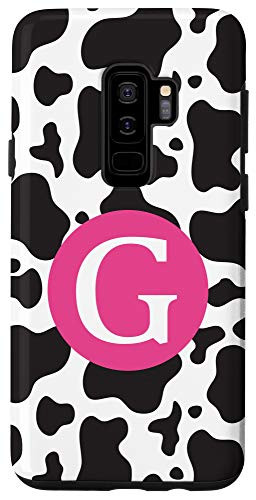 Galaxy S9- Cute Letter G Initial Monogram Name Cow Print Pattern Gift Case