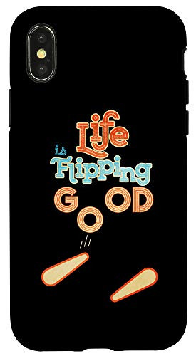 iPhone X-XS Classic Retro Pinball Design - Life is Flipping Good - Gift Case