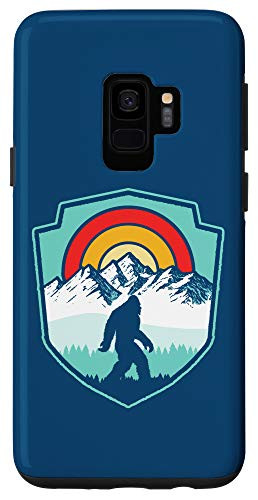 Galaxy S9 Vintage Sasquatch Outdoor Badge Bigfoot and Mountains Case