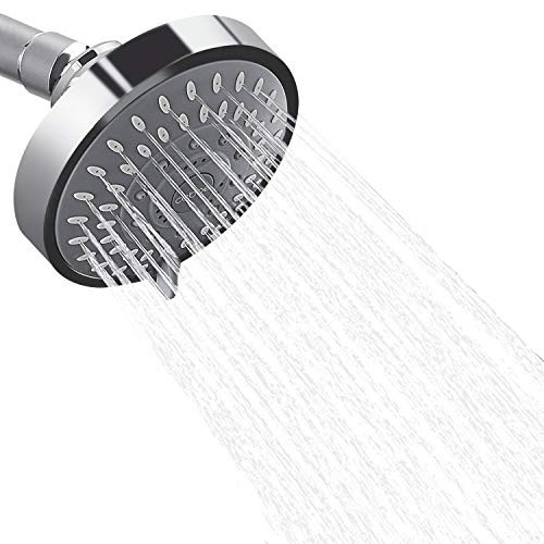 Cobbe High Pressure Shower head 4 Inch 5-Setting Shower Head with Adjustable Metal Swivel Ball Joint