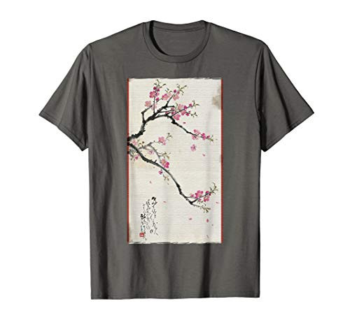 Vintage Japanese Graphical Art Cherry Blossom Woodblock T-Shirt