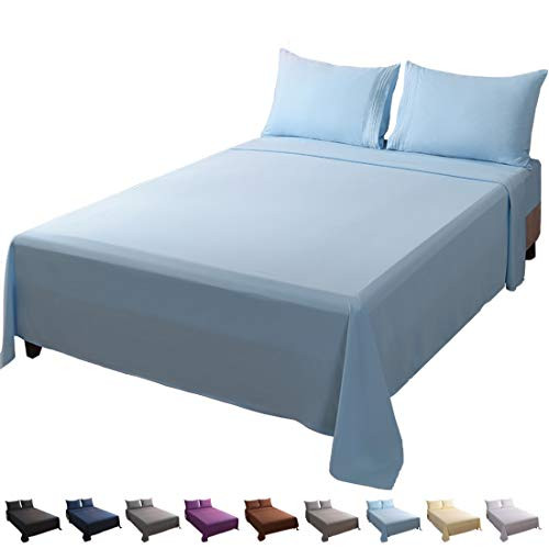 LBRO2M Bed Sheet Set Queen Size 16 Inches Deep Pocket 1800 Thread Count 100 Microfiber Sheet Bedding Super Soft Hypoallergenic Breathable Resistant F