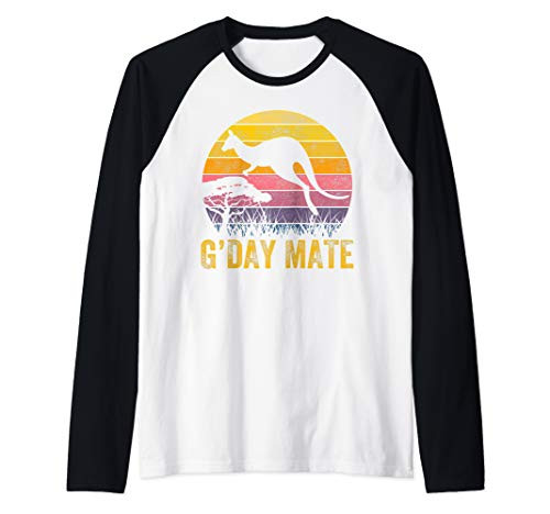 Australia GDay Mate Shirt Funny Kangaroo Australian Symbol Raglan Baseball Tee Australia GDay Mate Shirt Funny Kangaroo Australian Symbol Raglan Baseball Tee