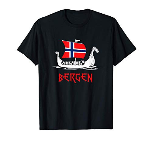 Boat Norwegian Flag Norway Viking Ship Bergen T-Shirt Boat Norwegian Flag Norway Viking Ship Bergen T-Shirt