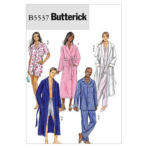 BUTTERICK PATTERNS B5537 Misses'/Men's Robe, Belt, Top, Shorts and Pants, Size XM (SML-MED-LRG) BUTTERICK PATTERNS B5537 Misses'/Men's Robe, Belt, Top, Shorts and Pants, Size XM (SML-MED-LRG)