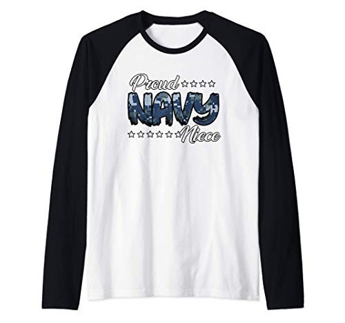 Blue Digital Bold Proud Navy Niece Raglan Baseball Tee