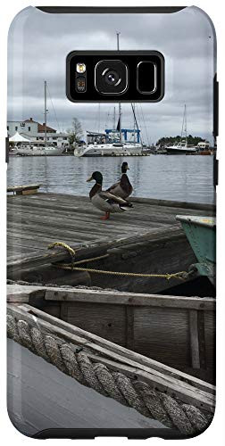 Galaxy S8- Maine Harbor Ducks On A Dock With Dinghy Boats And Sailboats Case