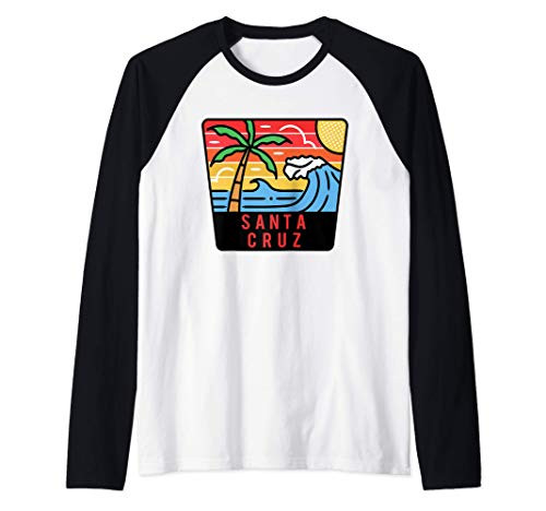 Santa Cruz Cool Camper Van Retro Travel Surf Vintage Gift Raglan Baseball Tee