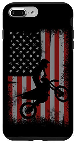iPhone 7 Plus-8 Plus Retro American Flag Dirt Bike Gift for Biker Motocross Fans Case