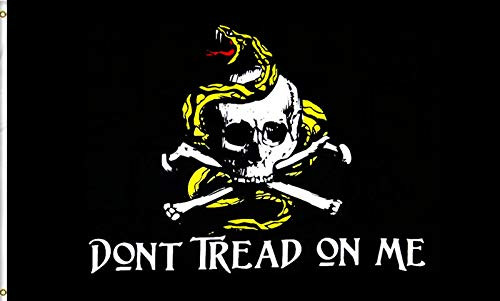 YESON Pirate Flag - Dont Tread On Me Flags Jolly Roger Polyester Flag with Brass Grommets 3x5 Ft YESON Pirate Flag - Dont Tread On Me Flags Jolly Roger Polyester Flag with Brass Grommets 3x5 Ft