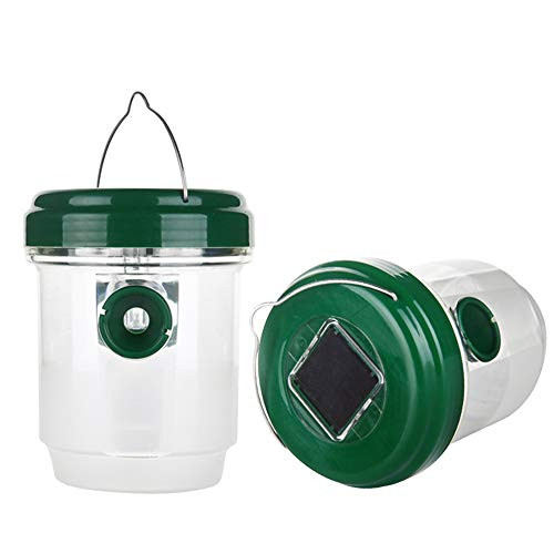 Micnaron Solar Powered Wasp Trap -2 Packs-  Insect Traps Outdoor for Trapping Wasps  Hornets  Yellow Jackets  Mosquitoes  Flies and Bugs - with Attrac