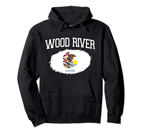 WOOD RIVER IL ILLINOIS Flag Vintage USA Sports Men Women Pullover Hoodie WOOD RIVER IL ILLINOIS Flag Vintage USA Sports Men Women Pullover Hoodie