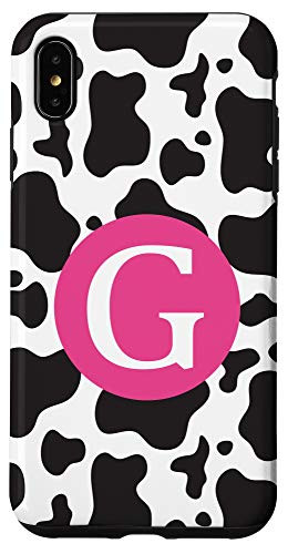 iPhone XS Max Cute Letter G Initial Monogram Name Cow Print Pattern Gift Case
