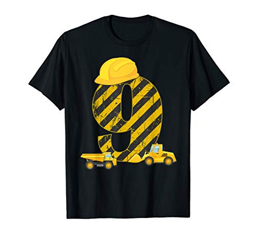 9th Birthday Digger I 9 Years Builder Excavator Gift T-Shirt