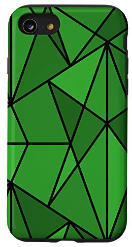 iPhone SE -2020- - 7 - 8 Simple Geometric Pattern Green Low Poly Polygons Modern Case