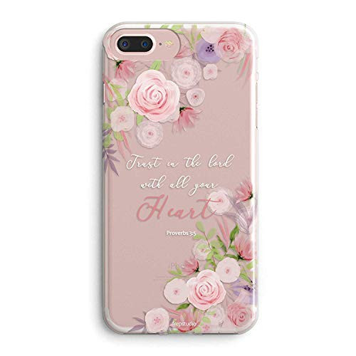 iPhone 8 Plus-iPhone 7 Plus Case Women Girls Pink Purple Flowers Floral Spring Rose Blooms Christian Bible Verses Inspirational Proverbs 35 Compatibl