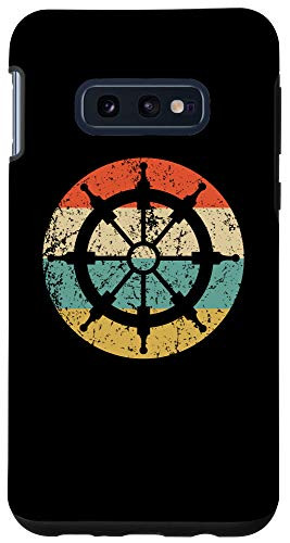 Galaxy S10e Nautical Sailing Retro Sailboat Steering Wheel Icon Case