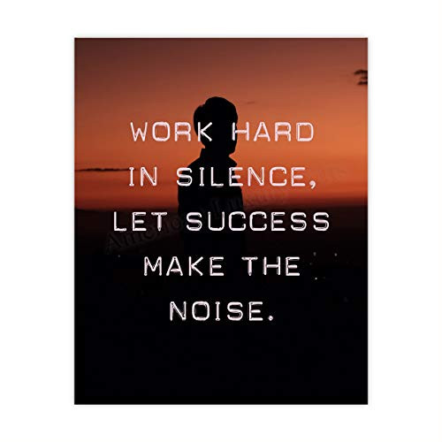Work Hard In Silence  Let Success Make the Noise Motivational Quotes Wall Art -8 x 10 Typographic Poster Print-Ready to Frame- Inspirational Home-O