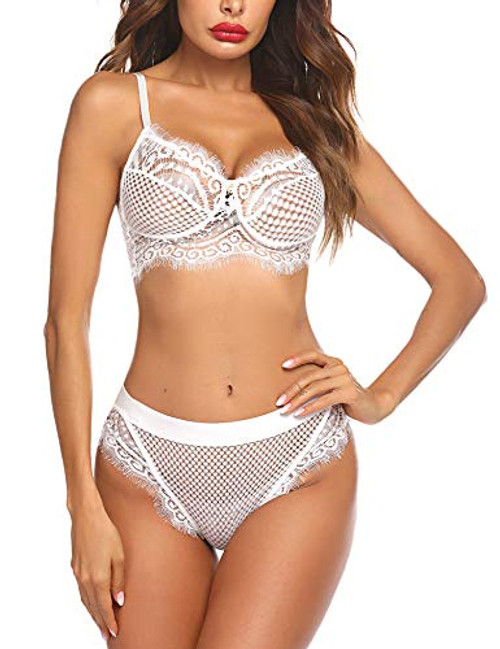 Avidlove Women Lingerie Set Lace Bra and Panty Set Eyelash Bra Lingerie Two Piece Sexy Bralette Set 2 Piece Lace Babydoll White Avidlove Women Lingerie Set Lace Bra and Panty Set Eyelash Bra Lingerie Two Piece Sexy Bralette Set 2 Piece Lace Babydoll White