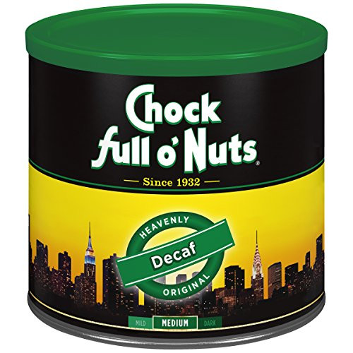 Chock Full oNuts Original Decaf Ground Coffee, Medium Roast - 100% Premium Coffee Beans  Full-Bodied Medium Blend with Rich Flavor and Smooth Finish without The Caffeine (24 Oz. Can)