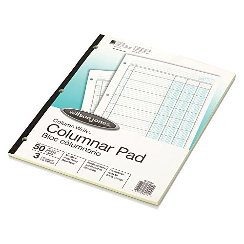 Wilson Jones Columnar Pad, ColumnWrite, 8-1/2" x 11", 3 Columns, 50 Sheets per Pad (WG7203A)