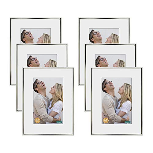 decanit 6x8 Silver Metal Picture Frames  Display Pictures 4x6 with Mat or 6x8 Without Mat Multi Photo Frames Collage for Wall or Tabletop Display Pack