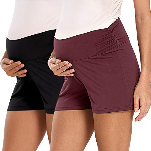 fitglam Pack 2pcs Womens Maternity Shorts Summer Lounge Yoga Pajama Active Pregnancy Short Pants fitglam Pack 2pcs Womens Maternity Shorts Summer Lounge Yoga Pajama Active Pregnancy Short Pants