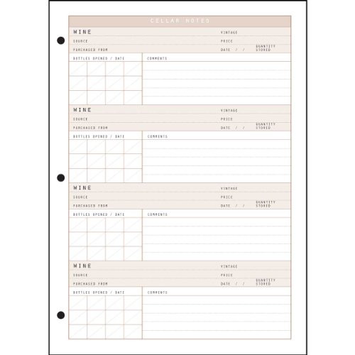 Oenophilia Wine Dossier Cellar Notes - 20 Sheet Refill