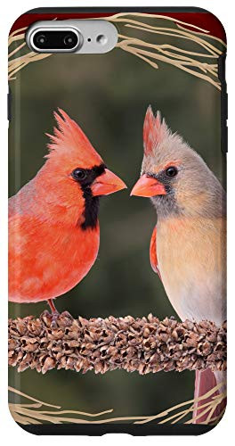 iPhone 7 Plus-8 Plus Beautiful Couple Of Red Cardinal Bird Backyard Watching Gift Case