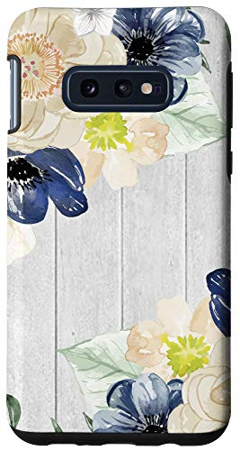 Galaxy S10e Floral Rustic Shiplap Grey Woodgrain Flower Pattern Pretty Case