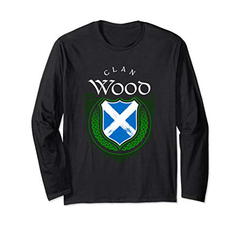 Clan Wood Surname Scottish Clan Scotland Flag Shield Long Sleeve T-Shirt