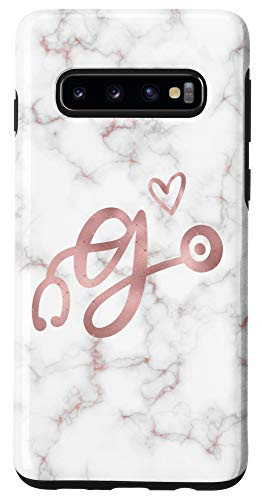 Galaxy S10 Cute Letter G Initial Monogram Nurse Doctor Rose Pink Case