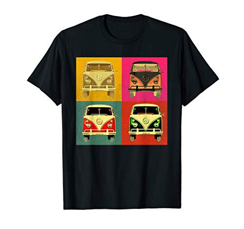 Vintage 1960s Hippie Micro Bus Van Pop Art Styled T-Shirt