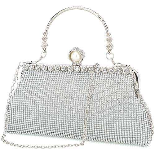 Silver clutch purses for women evening bags and clutches for women evening bag purses and handbags evening clutch purs-Silver-