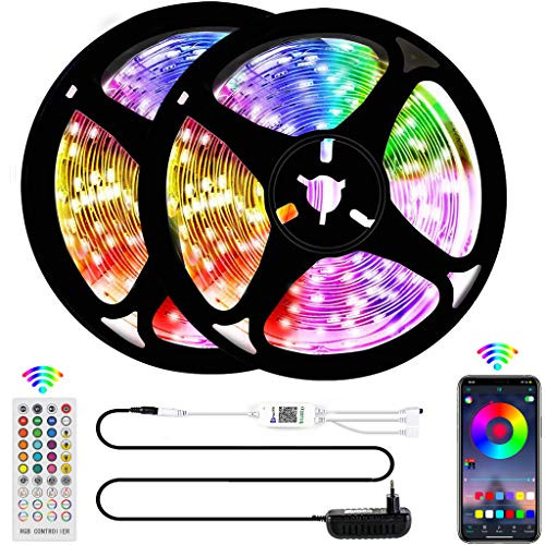 Bluetooth LED Strip Light  32-8ft-10M Waterproof RGB LED Light Strip 5050SMD Color Changing LED Strip Light  Sync to Music  App Control and Remote Contr
