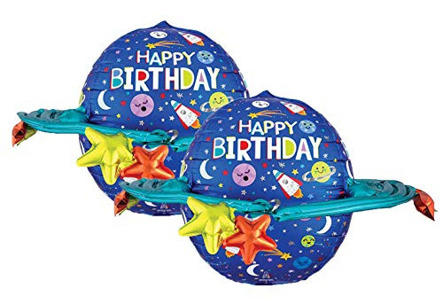 Set of 2 Colorful Happy Birthday Galaxy Jumbo 29 Foil Party Balloons