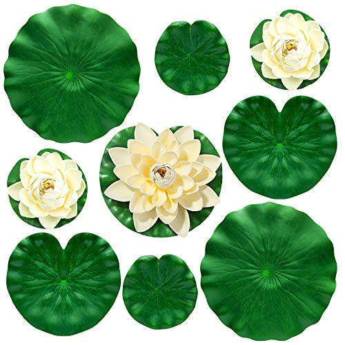 Artificial Floating Foam White Lotus Flower and Lotus Leaves Realistic Water Lily Pads Lotus Leaves for Home Outdoor Patio Pond Aquarium Wedding Part Artificial Floating Foam White Lotus Flower and Lotus Leaves Realistic Water Lily Pads Lotus Leaves for Home Outdoor Patio Pond Aquarium Wedding Part