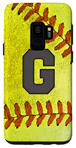 Galaxy S9 Softball Phone Case with letter G Softball Player Name Gift Case
