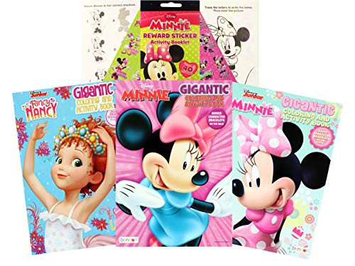 Bendon Disneys 2 Minnie Mouse and Fancy Nancy Gigantic Coloring Books with Activity Book that Includes Stickers