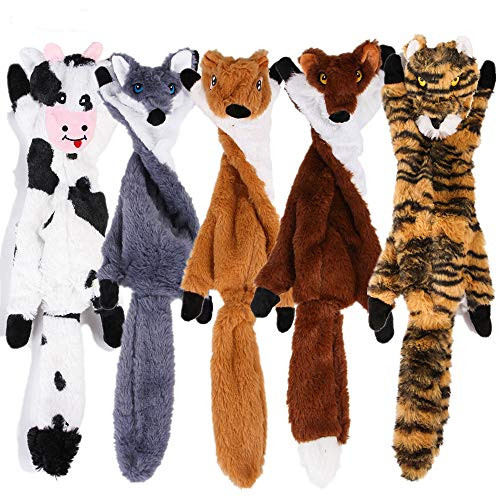 GWALSNTH Dog Squeaky Toys No Stuffing 5 Pack Dog Toys Durable Dog Chew Toys Plush Cute Animals Puppy Toys for Teething Pet Toys Squeak