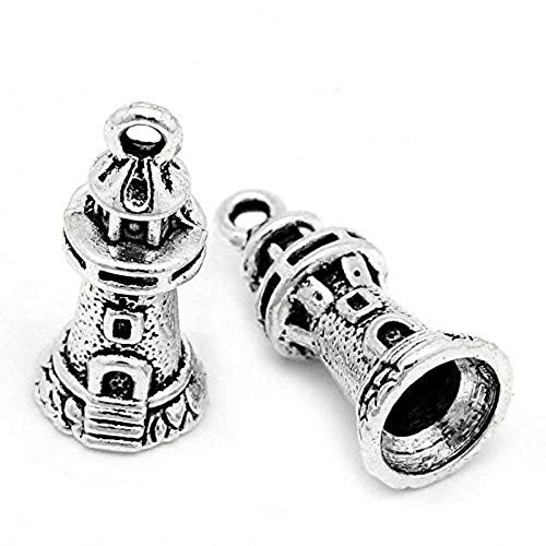 PEPPERLONELY 30pc Antiqued Silver Alloy 3D Lighthouse Charms Pendants 20-5mm x 9mm- 6-8x 3-8- PEPPERLONELY 30pc Antiqued Silver Alloy 3D Lighthouse Charms Pendants 20-5mm x 9mm- 6-8x 3-8-
