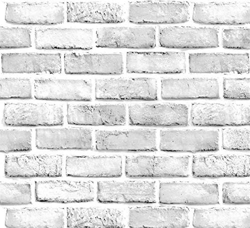 Yancorp White Gray Brick Wallpaper Grey Self-Adhesive Home Decoration Peel and Stick Backsplash Wall Panel Door Christmas Decor -23-7x197-