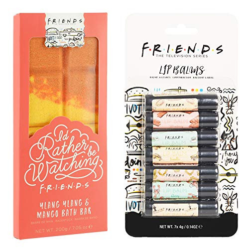 Lip Balms and Bath Bar - Friends TV Show 7 Day Flavoured Chapstick and Ylang Ylang and Mango Scented Bath Scents