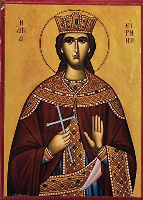 Wooden Greek Orthodox Christian Icon Saint Great Martyr Irene of Thessaloniki 4-5 x 6-5 Wooden Greek Orthodox Christian Icon Saint Great Martyr Irene of Thessaloniki 4-5 x 6-5