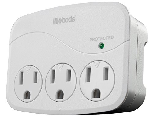 Woods 41034 Surge Protector with 3 Power Outlets for 1000J of Protection