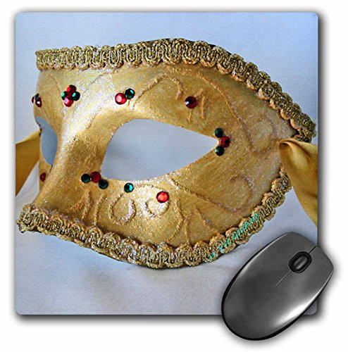 3dRose LLC 8 x 8 x 0.25 Inches Masquerade In Antique Gold Glitter Mouse Pad (mp_7017_1)