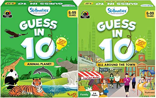 Skillmatics Guess in 10 - Animal Planet - All Around The Town -Ages 6-99- Bundle - Card Game of Smart Questions - General Knowledge for Kids  Adults a