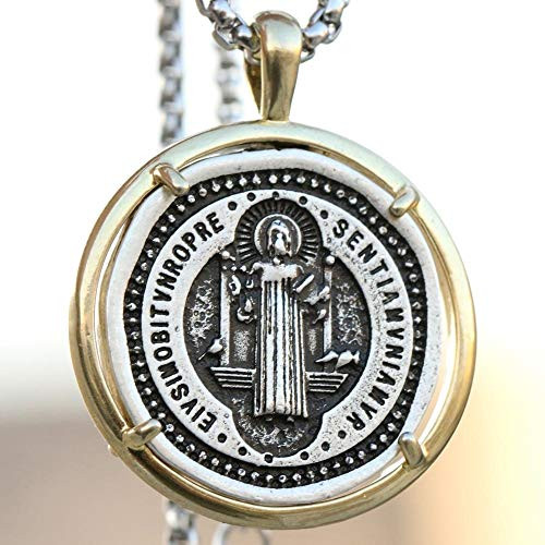 Religious Retro Catholic Necklace Saint Benedict Medal Pray For us Medal Patron Pendant Mens Womens Jewelry Pendant-Patron Saint