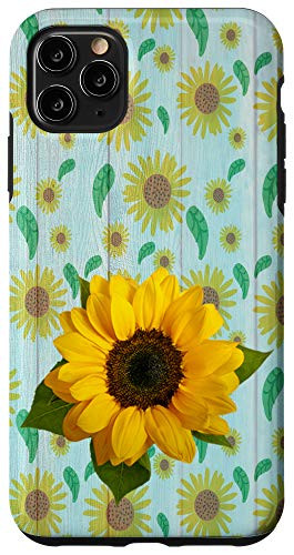 iPhone 11 Pro Max Sunflower Rustic Wood Flower Pattern Case